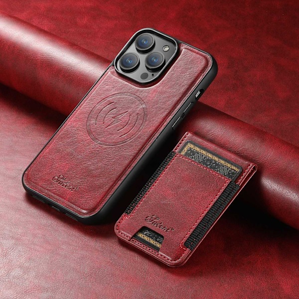 Kotelo iPhone 14 Plus -puhelimelle, vahanpunainen, korttitasku, langaton lataus