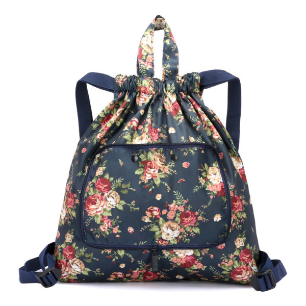 Kvinnor tjej ryggsäck axelväska skolväska Dragsko Enkel Vattentät hopfällbar Buggy Bag Sport Gym Bag Dragsko Väska Resor Small flowers