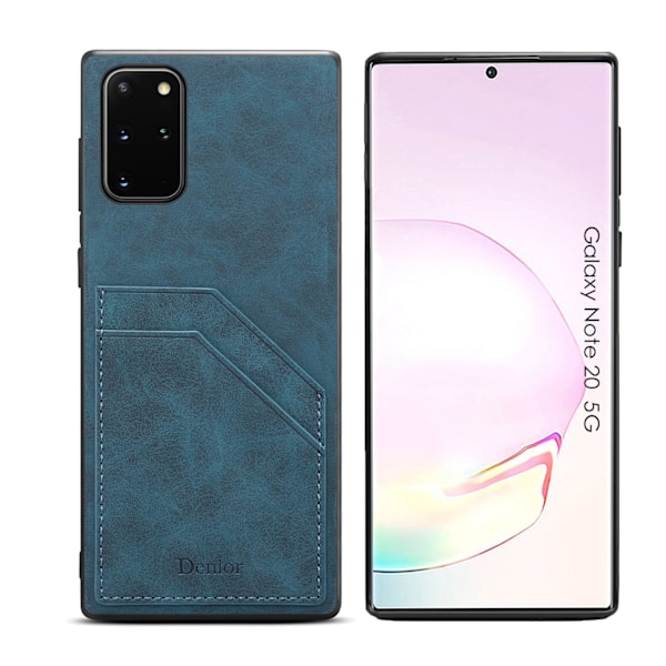Fodral för iPhone 13 Pro blått kortfack baksida anti fall läder