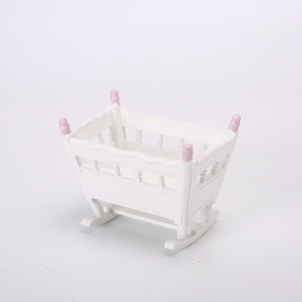 Miniatyrmöbler Leksak Doll House Gör-det-själv-dekoration Tillbehör Mini 1:12 Cradle Blå Rosa Pink