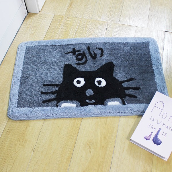 Bath Mat Non Slip Absorbent Shower Bathroom Rug Carpet Cartoon NO.8 Black 50*80