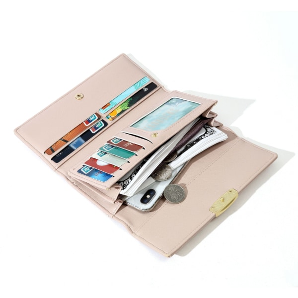 Kvinner lommebok myntveske Mote Enkel ensfarget Multi-Card-Slot Clutch Pink