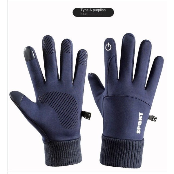 Kvinnor Män Cykelhandskar Cykling Sport Skidåkning Thermal fleece Vind- och skidfiske Dark Blue M