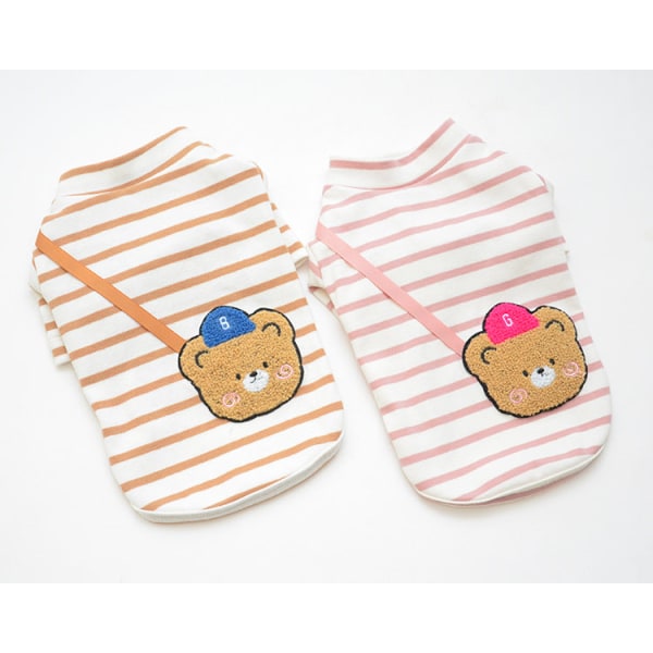 Lemmikkien vaatteet Koira Kaksijalkaa Vaatteet Pentu Vaaleanpunaiset raidat Kissan vaatteet Nalle Pomeranian Khaki stripe XL