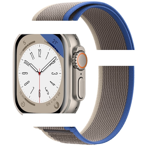 Klockarmband för Apple Watch iWatch 38/40/41/42mm blått med grå titananslutning