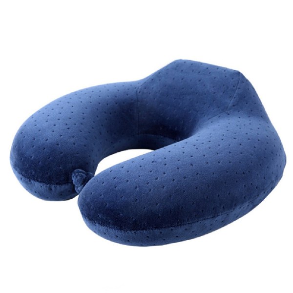 Pehmeä mukava matkatyyny Latex U-muotoinen tyyny Travel Nap kaulatyynyn selkätyyny Navy blue 30*30*9cm