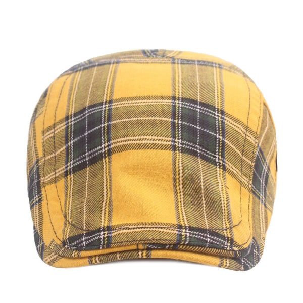 Baskerhatt Rutigt tyg Advance Hats Konstnärlig ungdom Peaked Cap College Style Basker Solhattar för män och kvinnor Yellow Adjustable
