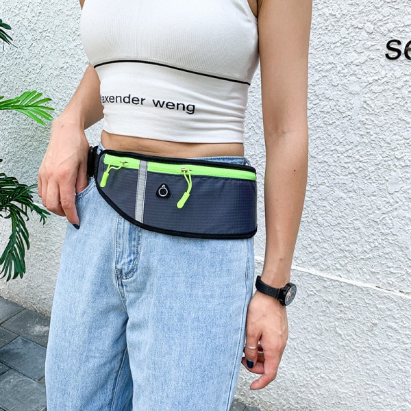 Fanny Pack Løpebelte Midjeveske Organizer Fitness Stor kapasitet Oppbevaring og bære Green