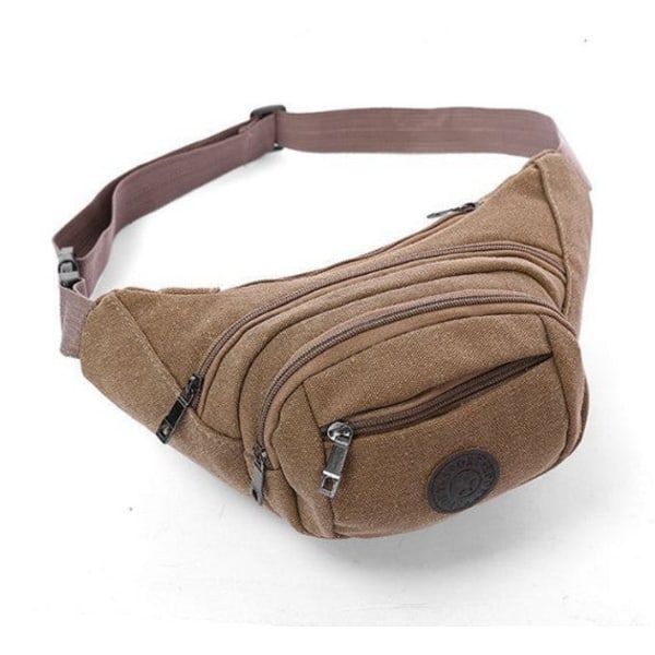 Miehet naiset Fanny Pack Waist Bag Cash s Ulkourheilu Monikäyttöinen Vaihto ja matkapuhelinpiste Brown