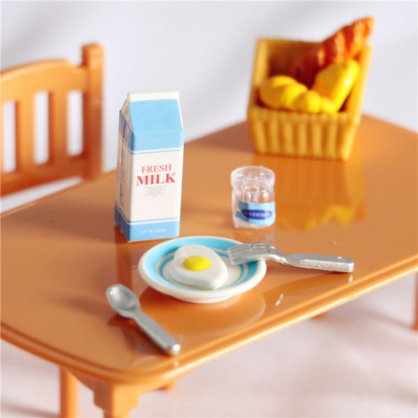 Miniature Møbler Legetøj Dukker Hus DIY Dekoration Tilbehør Mini Boxed Egg Milk 6-piece set