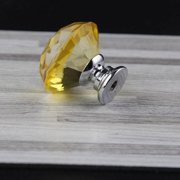 8 stk 30 mm gult krystalglas diamanter håndtag møbelhåndtag garderobeskuffe dørhåndtag 30*30mm