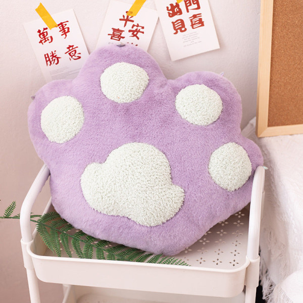 Cat's Paw Kudde filt två-i-ett plyschleksak flanell Luftkonditioneringsfilt Kontorsmidjekudde Purple 50cm pillow