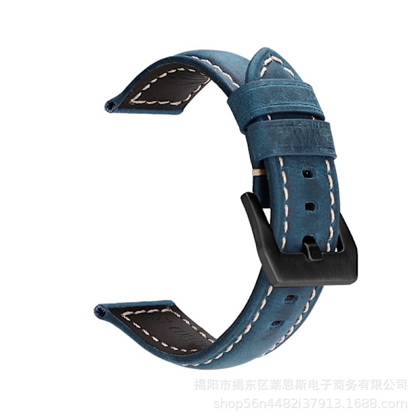 Urrem til Apple Watch iWatch Anvendelig interface 42-44-45-49mm HW-Crazy Horse Læder Midnatsblå-Sort Spænde- PNH