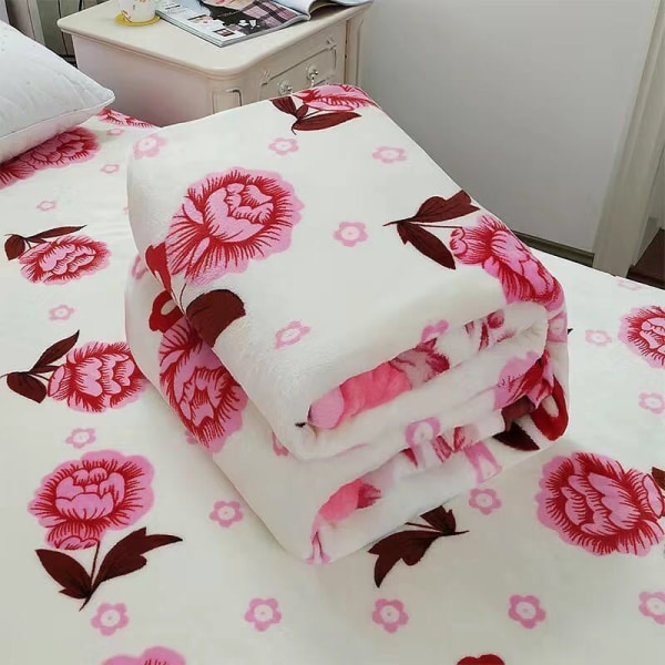 Cover kaksikäyttöinen flanellipeitto pehmopehmoinen kaksipuolinen sametti thermal Pink roses 180*200cm