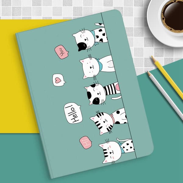Stilig etui for iPad Pennbrett 10 Bok hellow cat