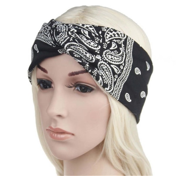 Twist Elastic Turban Pannband Head Wrap Hårband Huvudbonader Bandana Håraccessoarer Navy blue