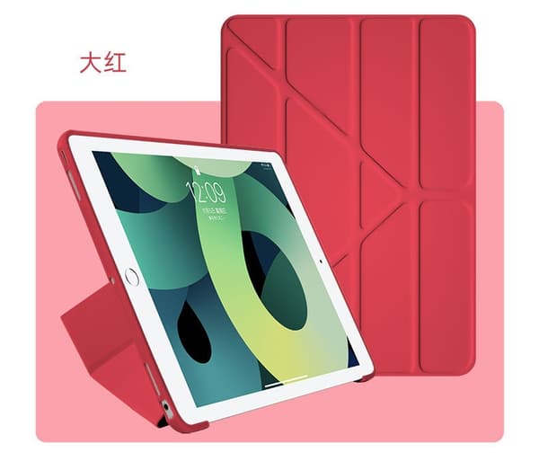 Etui for iPad 2017/2018 9.7\" Multifunksjonell Sammenleggbar Solid Farge Rød