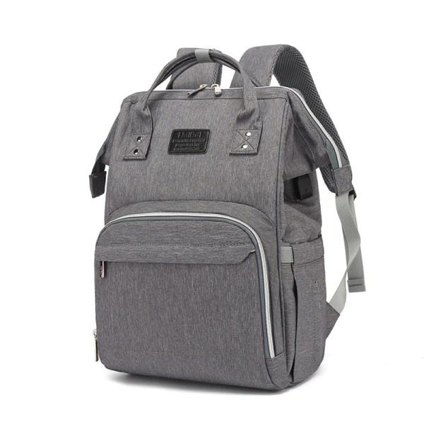 Rygsæk Multifunktionel Babyble Taske med stor Kapacitet Oxford Cloth Mother Bag A dark gray USB