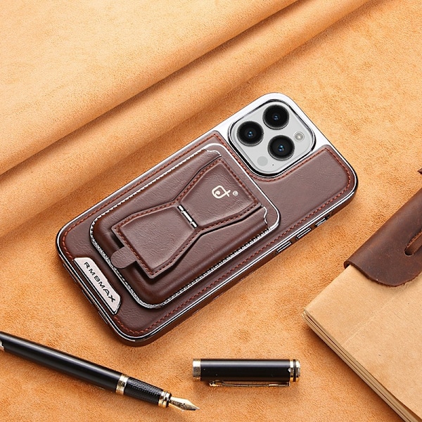 Etui til iPhone 13PRO MAX mørkebrun kortholder magnetisk læder anti-fald