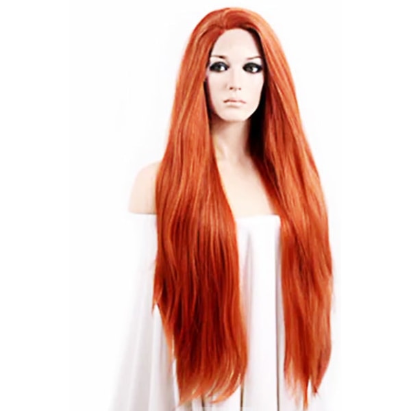 Kvinnor Peruk Front Spets Kemisk Fiber Långt rakt hår W411 Orange