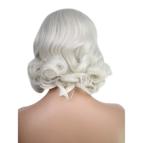 Kvinder paryk Marilyn Monroe Front blonde Hvidt kort krøllet hår W107