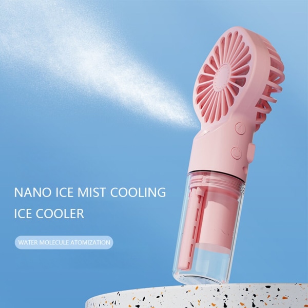 Håndholdt liten luftkjøler USB oppladbar bærbar kjølespray luftfuktervifte 4-hastighets luftfukter Pink