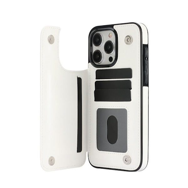Etui til iPhone 14 Pro Max, hvit multifunksjons kortholder