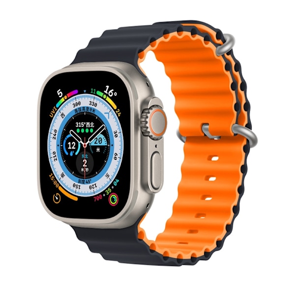Kellon ranneke Apple Watch iWatch musta+oranssi 38/40/41/S10 42