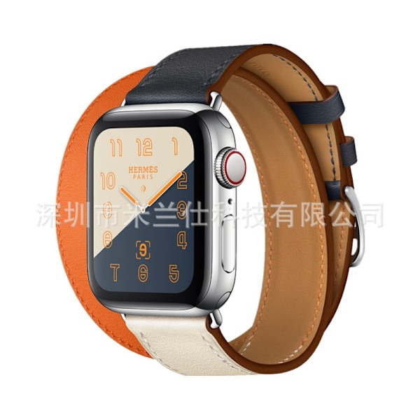 Kellon ranneke Apple Watch iWatch 38/40/41/42mm-S10 50 Double Circle Beige with Indigo