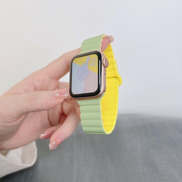 Kellon ranneke Apple Watch iWatch S10 46mm -kelloon, eksklusiivinen väri Minttu vaaleankeltaisella