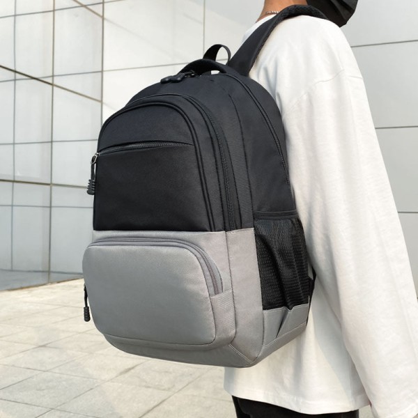 Skoleelev ryggsekk College Bookbag Reiseveske Lett Leisure Laptop Slitasjebestandig Gray