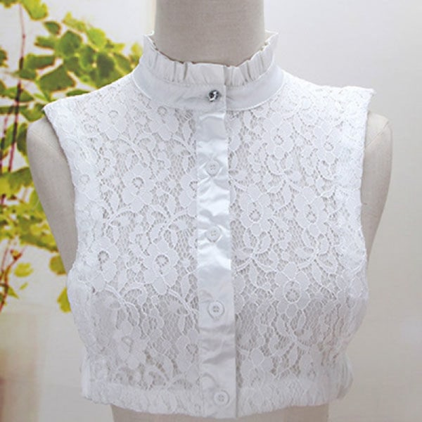 Naisten tekokaulus Irrotettava puoli St Shirt Korean Lace White Black Wine Red White