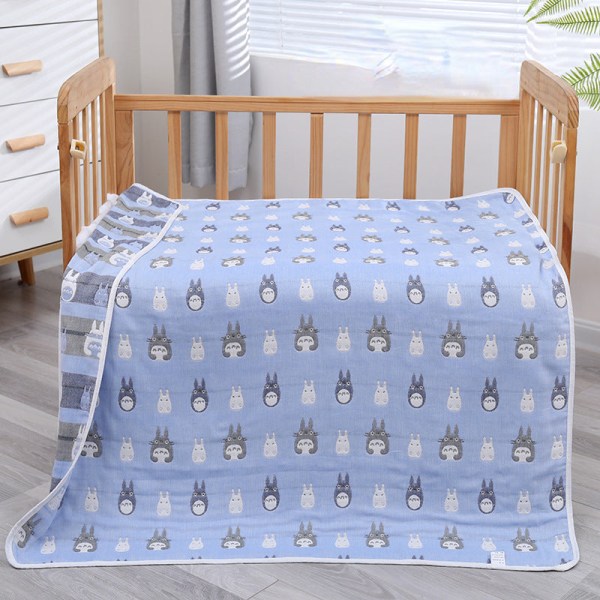 Badehåndkle for barn Gasbind Bomull Absorberende deksel Teppe Barnetepper Baby Seks lag Totoro Blue 110*110cm