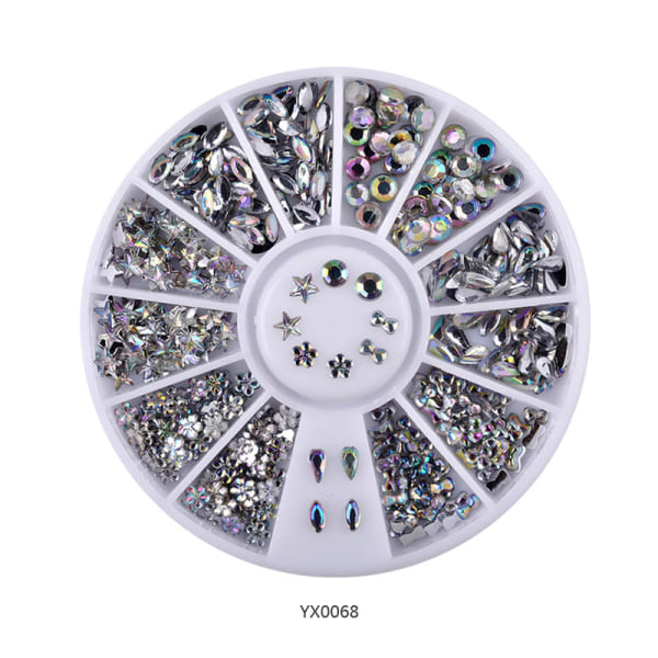 Negledekorasjoner for Nail Art Rhinestone White Diamond Disc Ornament Peach Heart AB Diamond YX0068