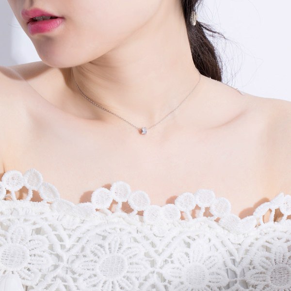 Kvinder Halskæde Kæde Choker Vedhæng Smykker Piger Gavering Zirconium Diamond S925 Sterling Sølv Black 925 silver
