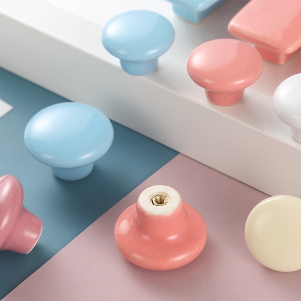 Søt fargerik tegneserie for barn keramisk håndtak Skuffehåndtak 8 STK Rundt håndtak med ett hull Pink