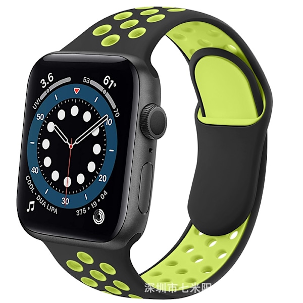 Urrem til Apple Watch iWatch 42/44/45/49mm standard sort fluorescerende gul