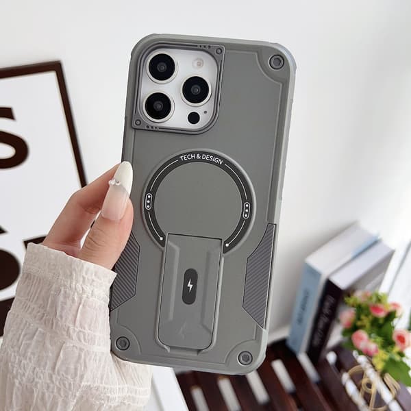 Etui til iPhone 17 Pro Grå Armor Magnetisk Stødsikker Support