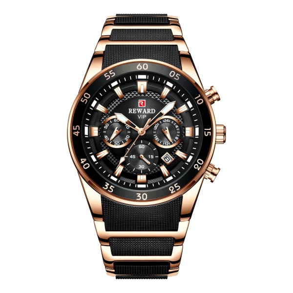 Herreklokker Multi-Function Sports Watch Kalender Lysende vanntett gave Black surface A