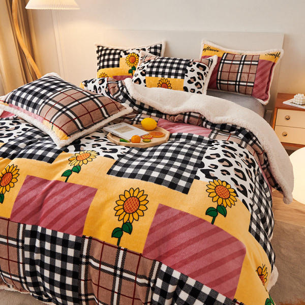 Fleece dobbel stykke lammeull dynetrekk Varmt flanell melkefibertrekk teppe fortykket Fashion puzzle Pillowcase Pair