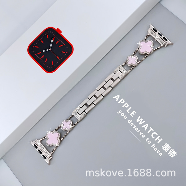 Urrem til Apple Watch iWatch 38/40/41mm -9 generationer Stjerneskær farve + Pink skal
