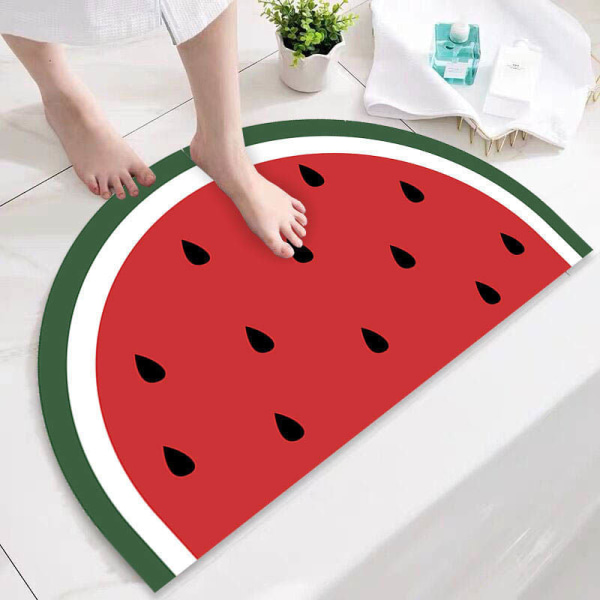 Badmatta Halkfri Absorberande Dusch Badrumsmatta Matta Halvcirkel Watermelon 40 * 80cm