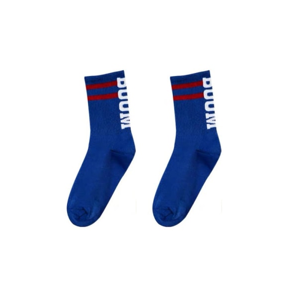 Trendy trykte sokker for voksne, for kvinner, høst og vinter, midtkalvlange sokker, bompakke med tre par Blue Average size