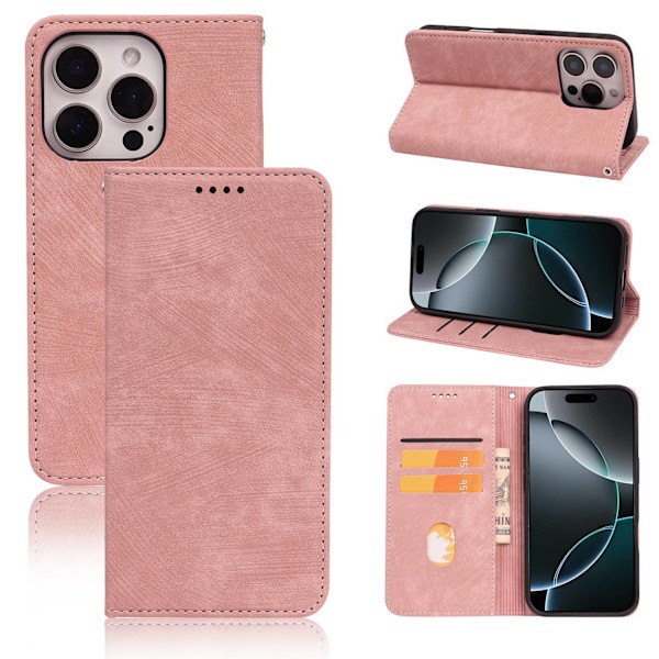 Fodral för iPhone 14 Plus Roséguld Återkomst Magnetiskt Läder