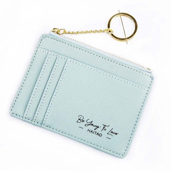 Kvinner lommebok myntpung Kortholder Kortetui Ensfarget Flere kortspor Mininøkkelring Liten glidelås Light Blue
