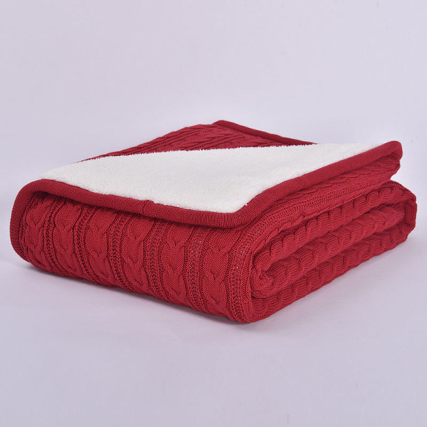 Fleece-fôret tviststrikket ullteppe Kontorlur Teppetrekk Teppe Sofatrekk i ren bomull Wine Red 70*100cm