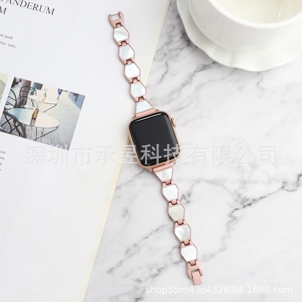 Kellon ranneke Apple Watch iWatch 42/44/45/46/49mm ruusukulta pinkki valkoinen kuori