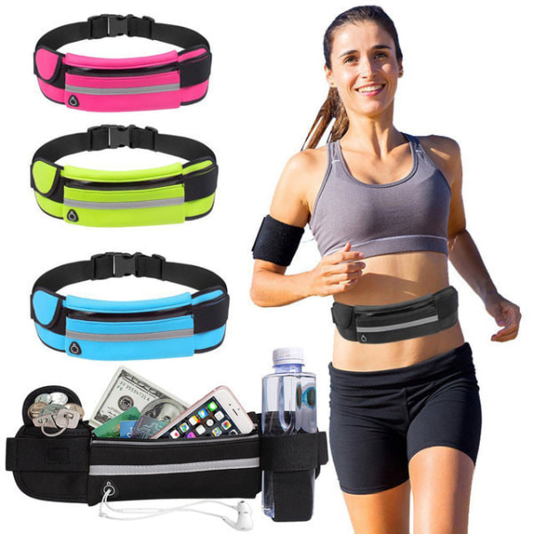 Fanny Pack Løpebelte Midjeveske Organizer Fitness Multifunksjonell Vanntett 1stk 6.5 inches Black