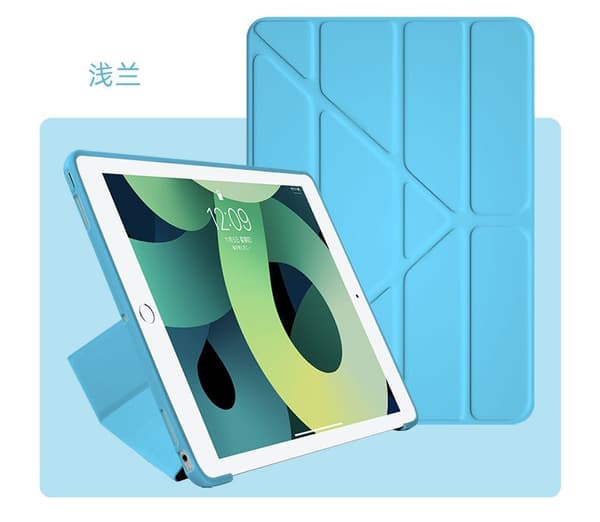 Etui for iPad 2017/2018 9.7\" lyseblå multifunksjonelt sammenleggbart ensfarget