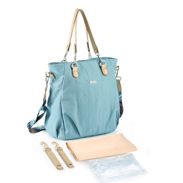 Bleievesker Mommy Bag Fashion One Shoulder Crossbody Vanntett Nylon Stor kapasitet Tiffany Blue L